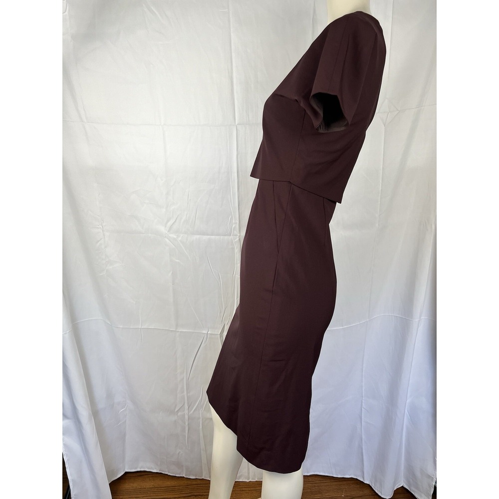 J CREW Aubergine Stretch Refined Wool Overlay Sheath Dress sz US Size 0 - Picture 4 of 15
